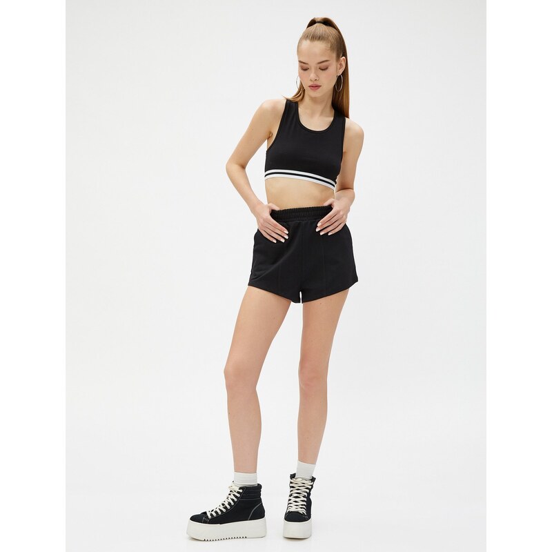 Koton Crop Athlete U-Neck Rib Detailed