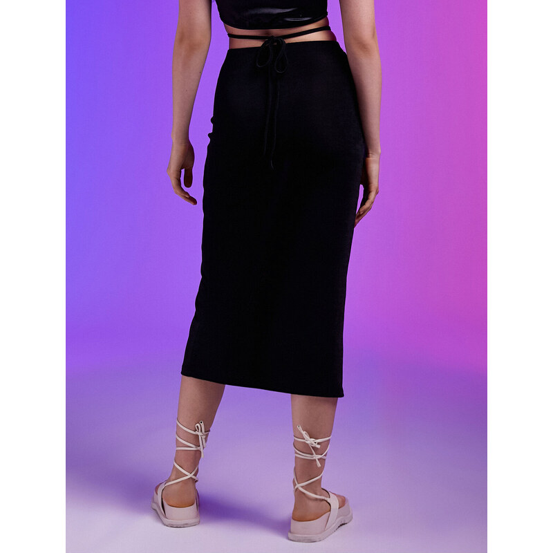 Koton Midi Skirt with Slits and Pleats