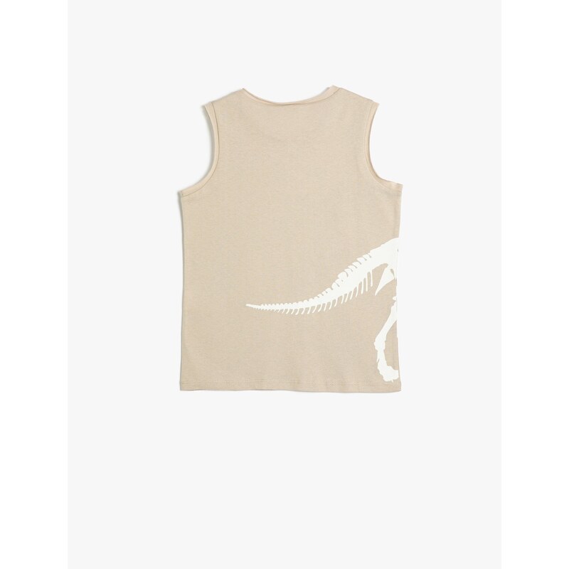 Koton Undershirt Dinosaur Printed Sleeveless Crew Neck Cotton