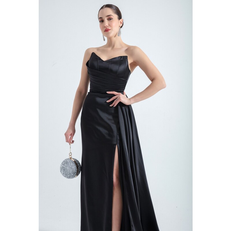 Lafaba Women's Black Strapless Long Evening Dress