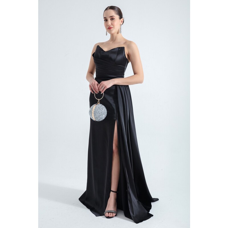 Lafaba Women's Black Strapless Long Evening Dress