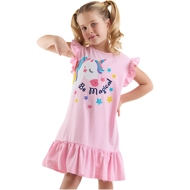 Denokids Unicorn Magic Girls Pink Dress