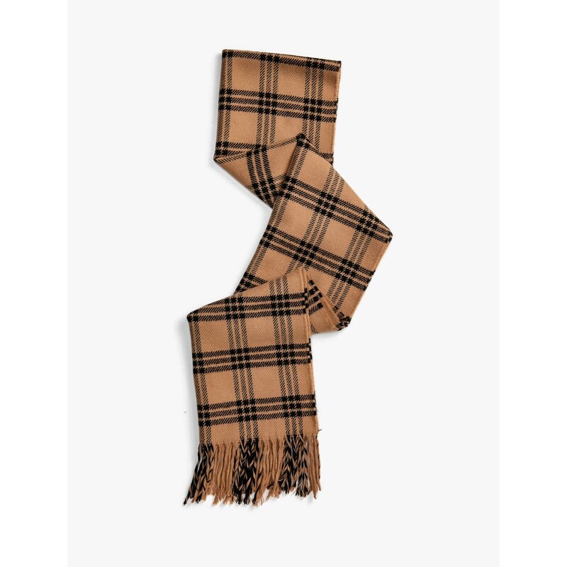 Koton Plaid Tasseled Scarf