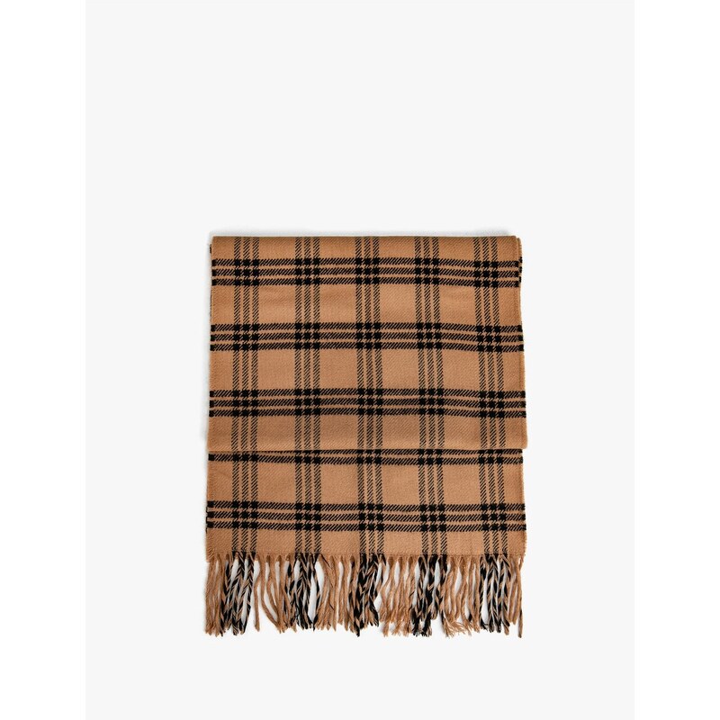 Koton Plaid Tasseled Scarf