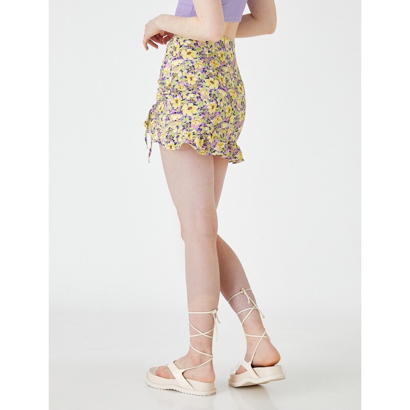 Koton Floral Mini Skirt With Pleats