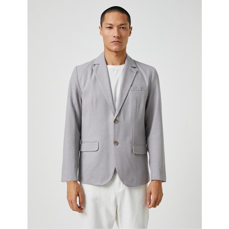 Koton Basic Blazer. Wide Collar with Buttons, Pocket Detailed.