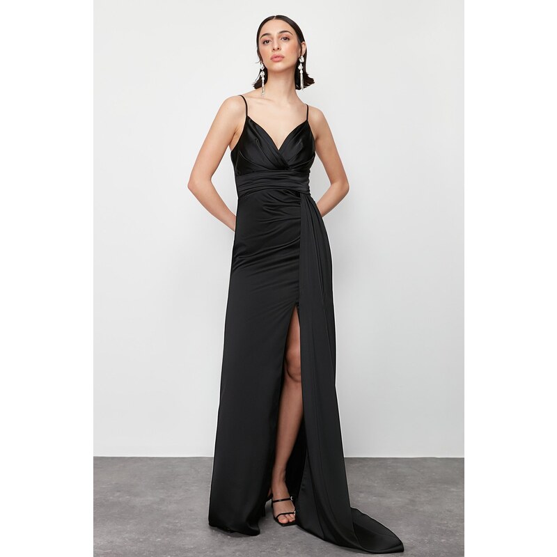 Trendyol Black Woven Long Evening Evening Dress