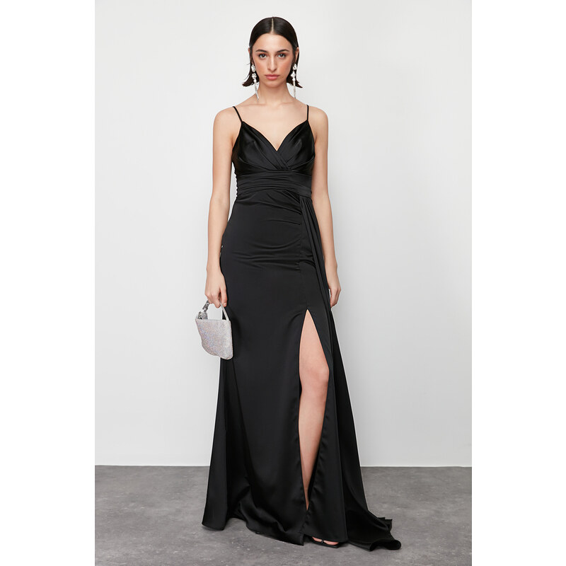 Trendyol Black Woven Long Evening Evening Dress