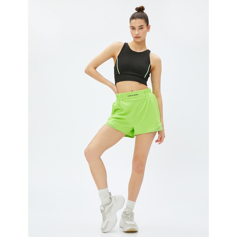 Koton Short Sport Shorts with Elastic Printed Waist.