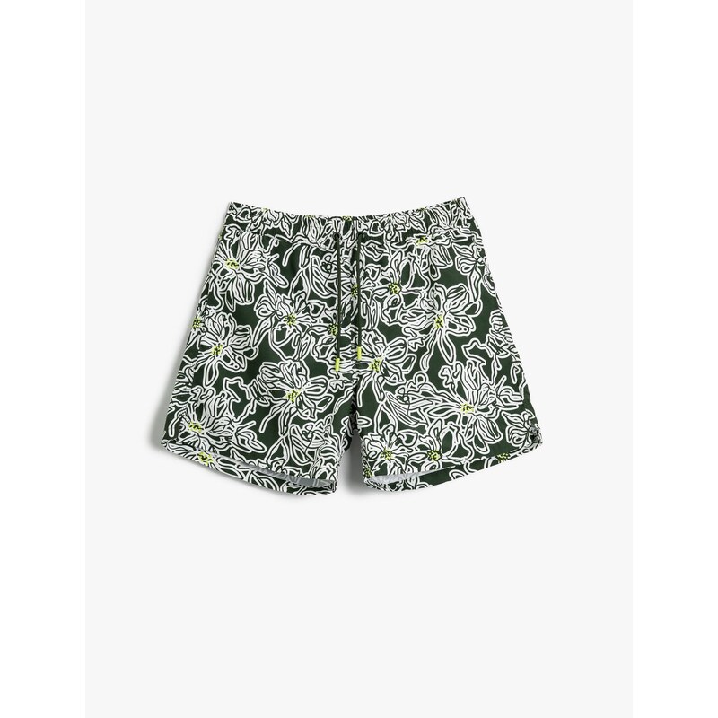 Koton Marine Shorts Floral Laced Waist Pocket