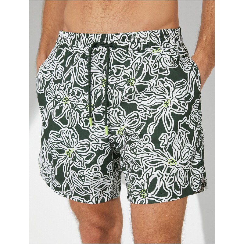 Koton Marine Shorts Floral Laced Waist Pocket