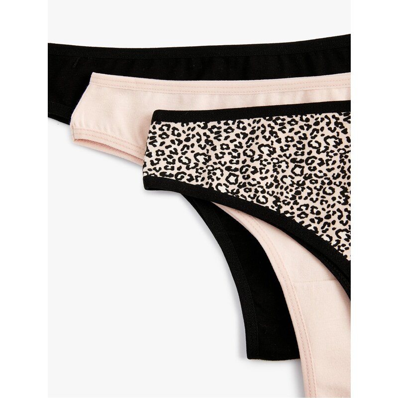 Koton 3-Pack Leopard Print Cotton Brazilian Briefs