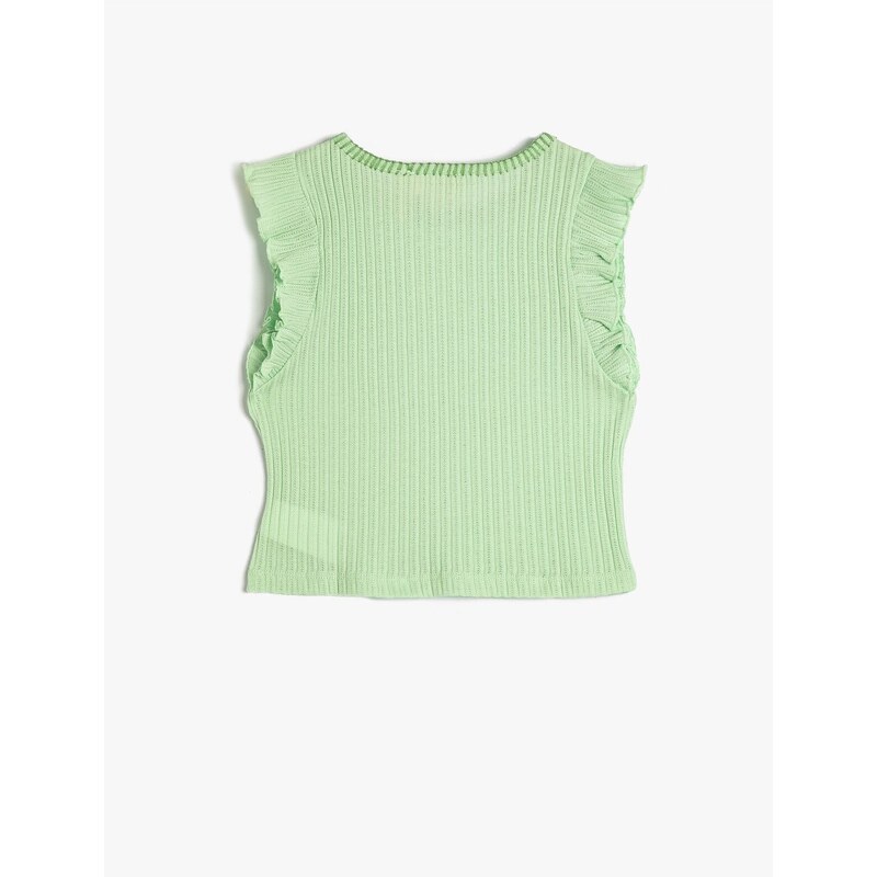 Koton Athlete Round Neck Ruffled Ribbed Cotton