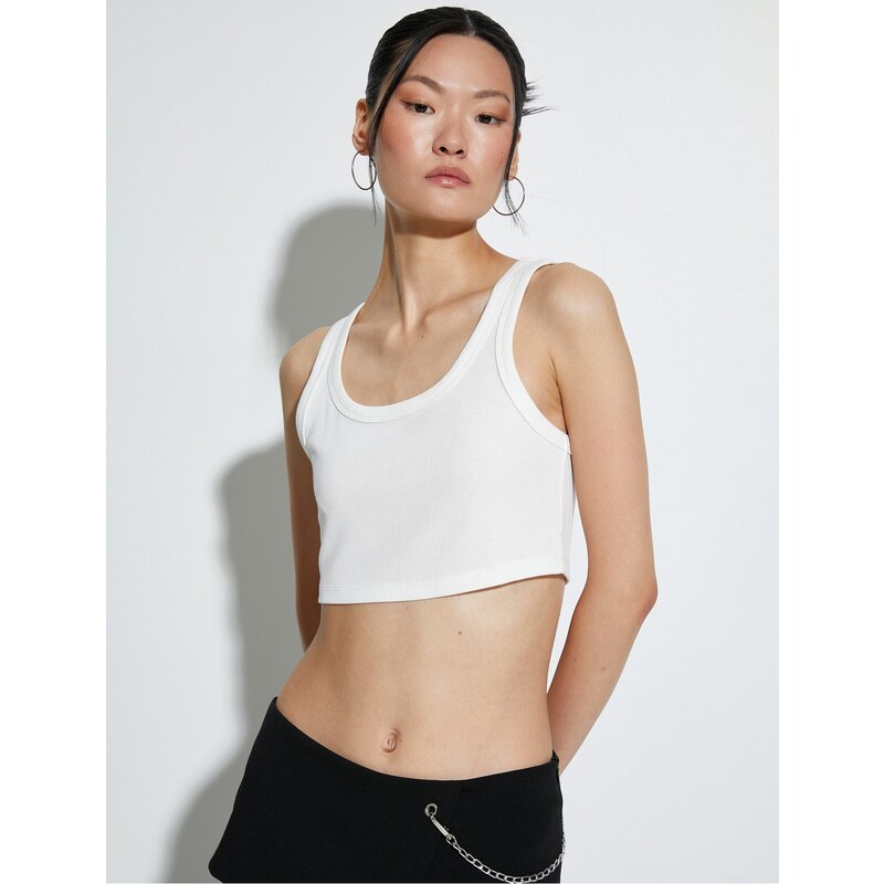 Koton Wide Strap U Neck Ribbed Crop Undershirt