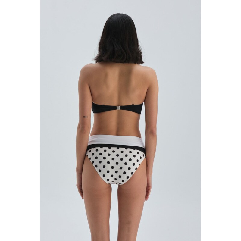 Dagi Black High Waist White Bikini Bottom