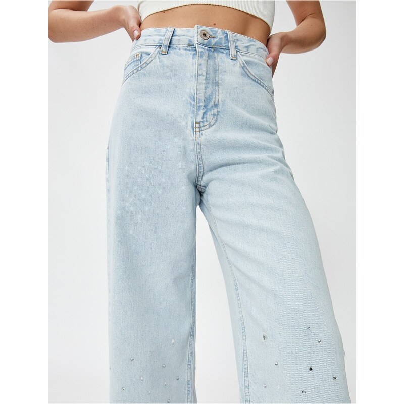 Koton Wide Leg Jeans with Stone Embroidery - Bianca Crop Jeans