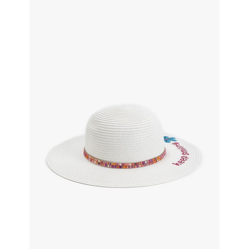 Koton Straw Hat with Stamp-Sequin Detail