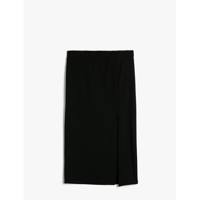 Koton Pencil Midi Skirt with a slit Elastic Waist