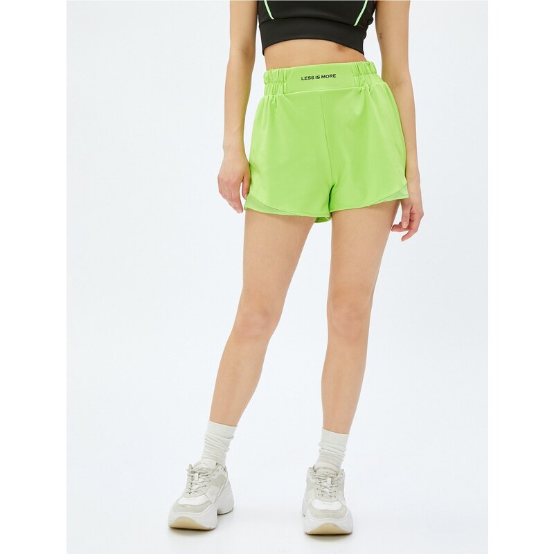 Koton Short Sport Shorts with Elastic Printed Waist.