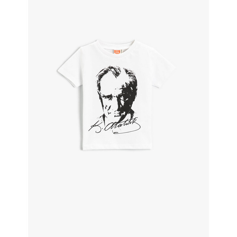 Koton Ataturk Printed T-Shirt Short Sleeved Cotton