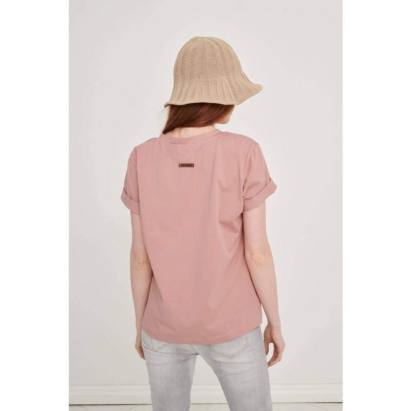 Pink v-neck t-shirt Blue Shadow