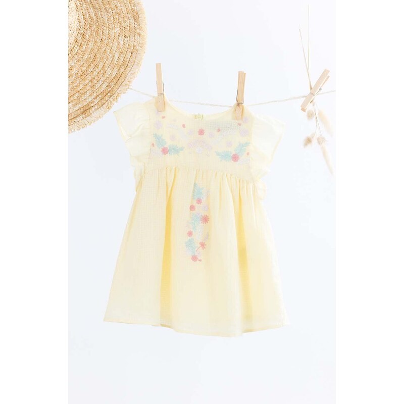 Dětské bavlněné šaty Tartine et Chocolat žlutá barva, mini