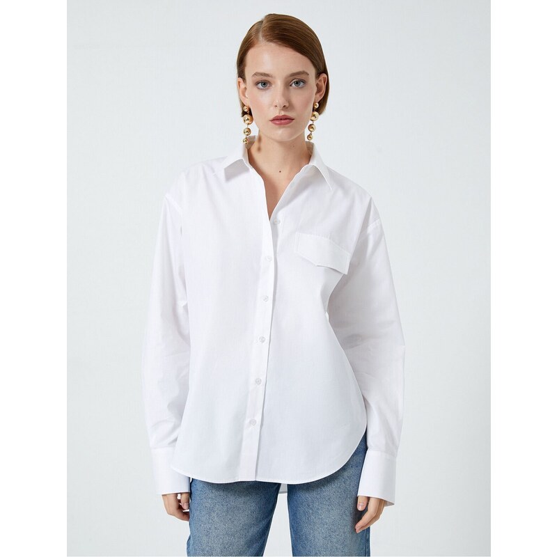 Koton Classic Shirt with Long Sleeves, Buttoned Standard Cut, Pocket