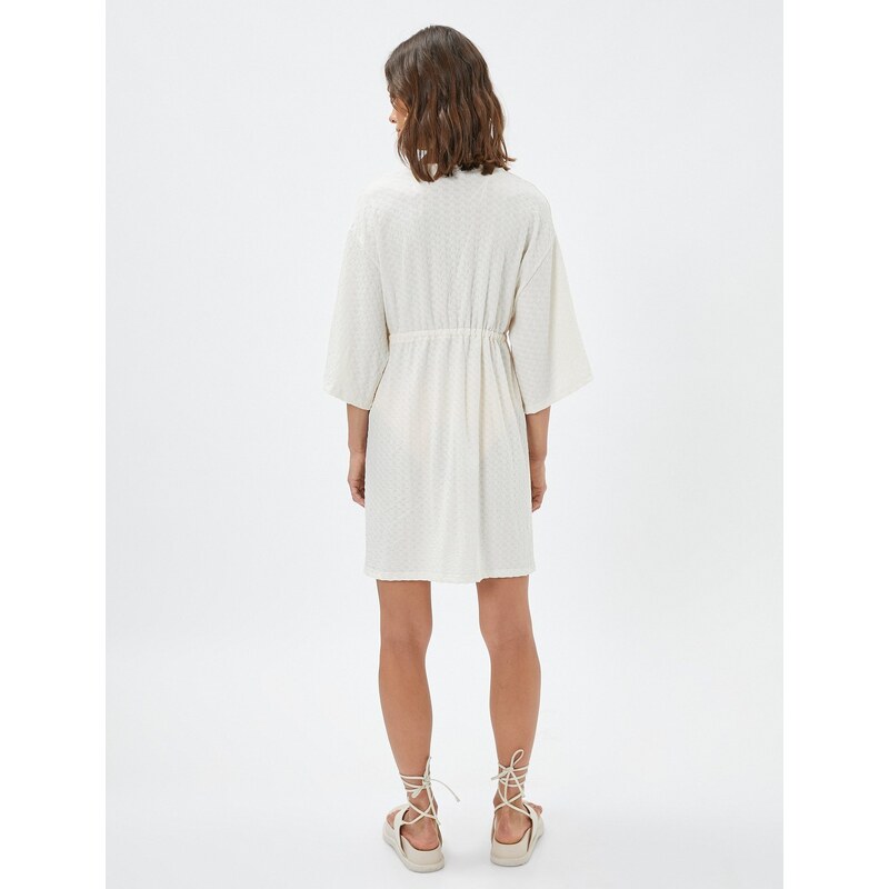 Koton Şahika Ercümen X Cotton - V Neck Tie Detailed Beach Dress