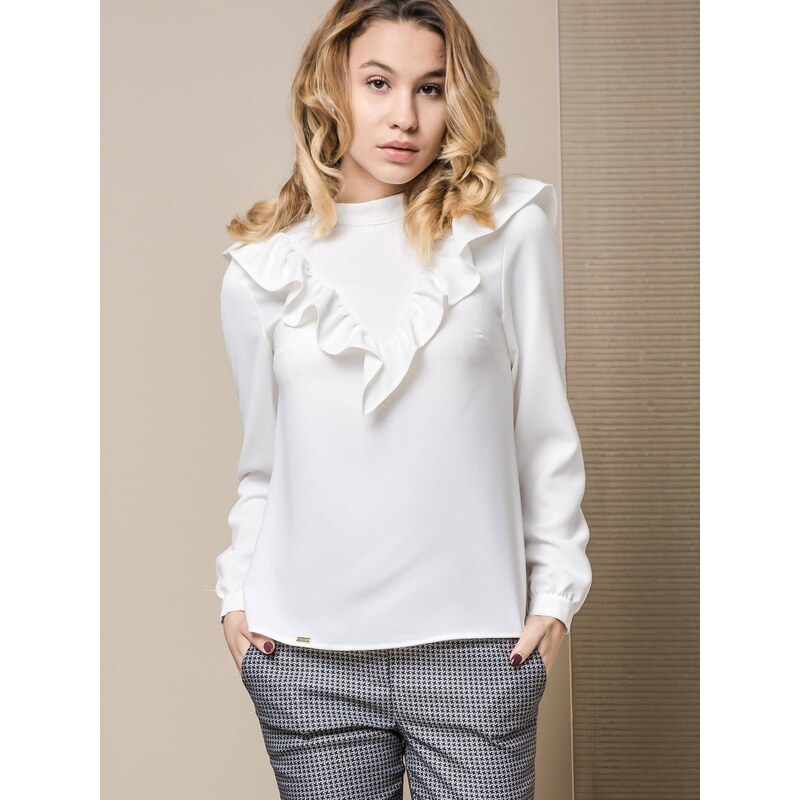 premium Lola blouse with frills at the front white