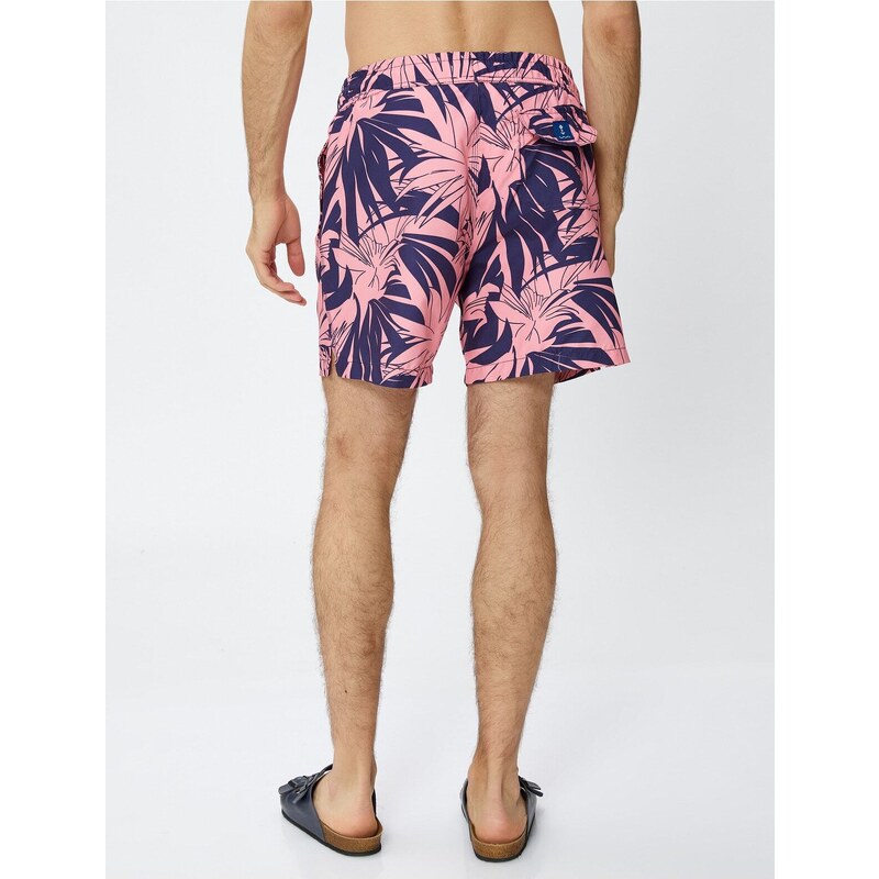 Koton Swimsuit Shorts Leaf Printed Waist Laced Pocket