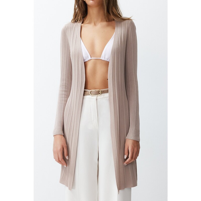 Trendyol Pink Midi Summer Thin Knitwear Cardigan