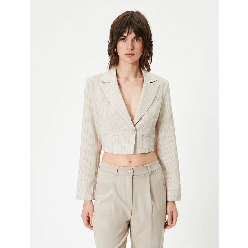 Koton Crop Blazer Jacket Long Sleeve