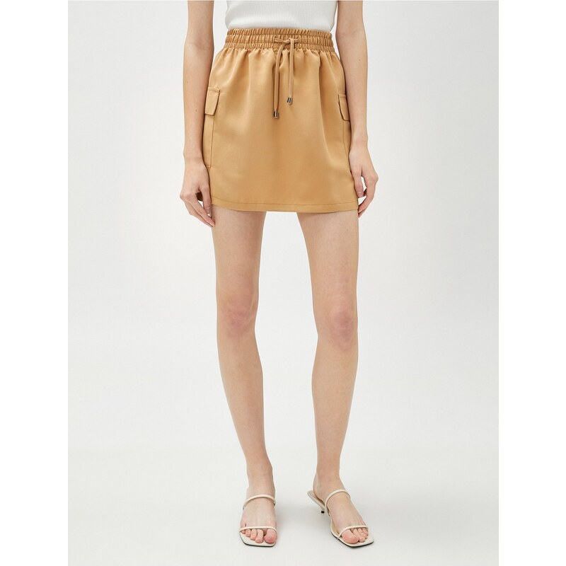 Koton Mini Skirt Modal Mixture With Pockets Tie Waist