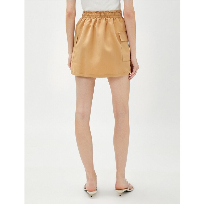 Koton Mini Skirt Modal Mixture With Pockets Tie Waist