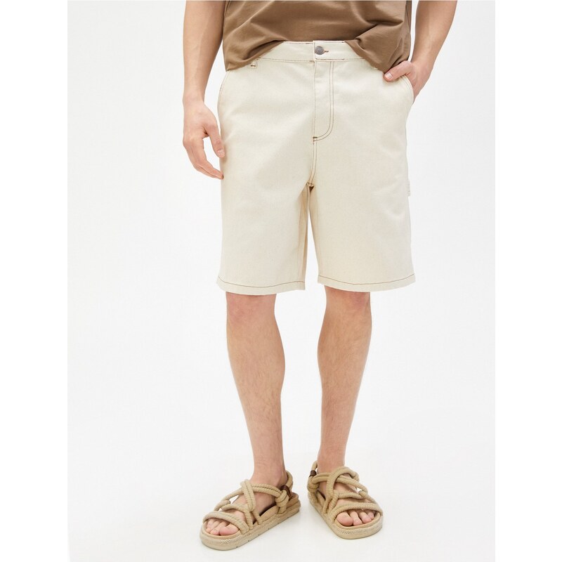 Koton Cargo Shorts with Pockets Stitching Detailed and Buttoned Cotton