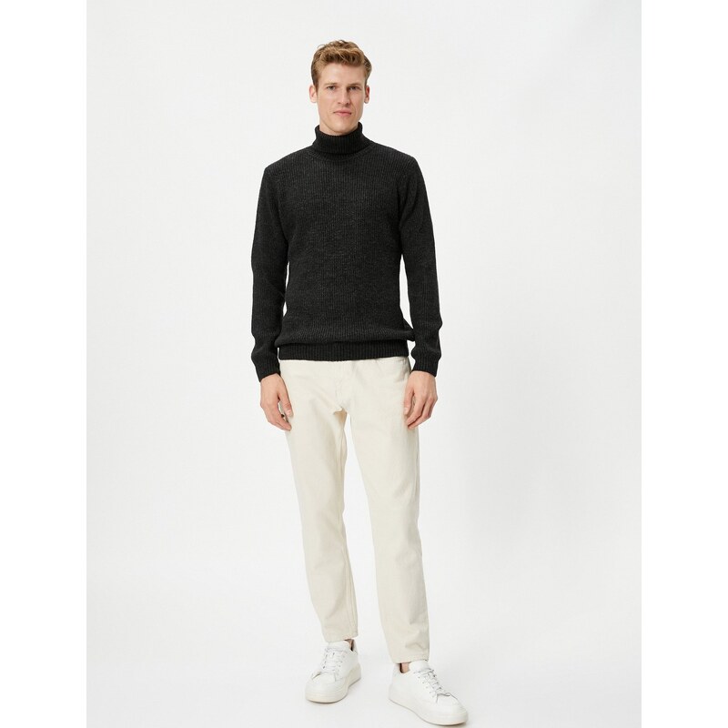 Koton Turtleneck Sweater Knitwear Long Sleeve Ribbed Textured