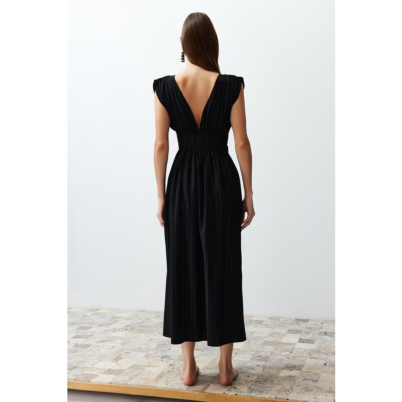 Trendyol Black Maxi Woven Slit Beach Dress