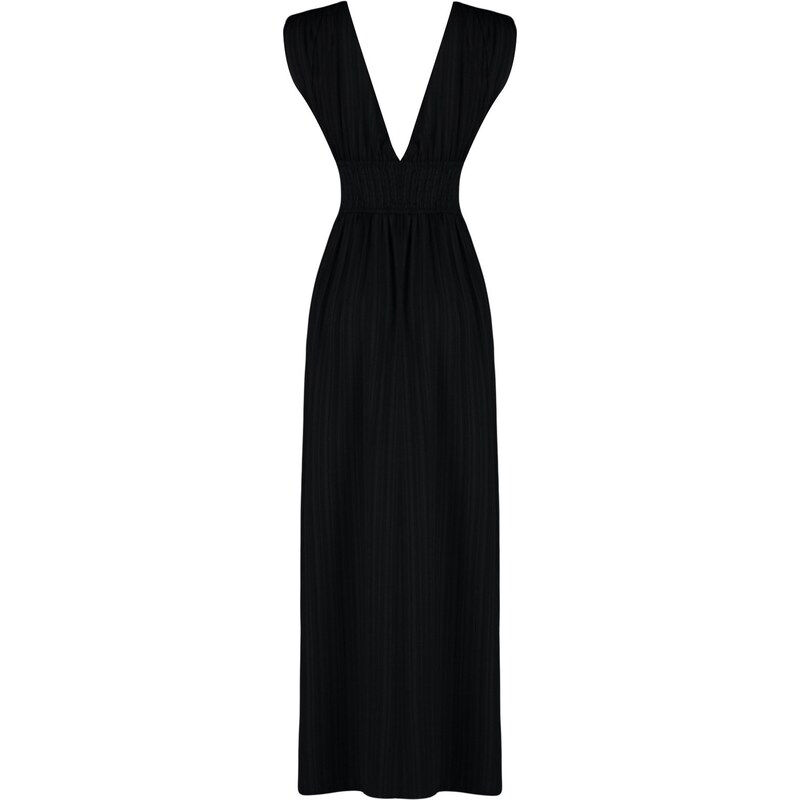 Trendyol Black Maxi Woven Slit Beach Dress