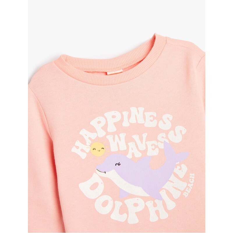 Koton Sweatshirt Dolphin Printed Long Sleeve Crew Neck Cotton