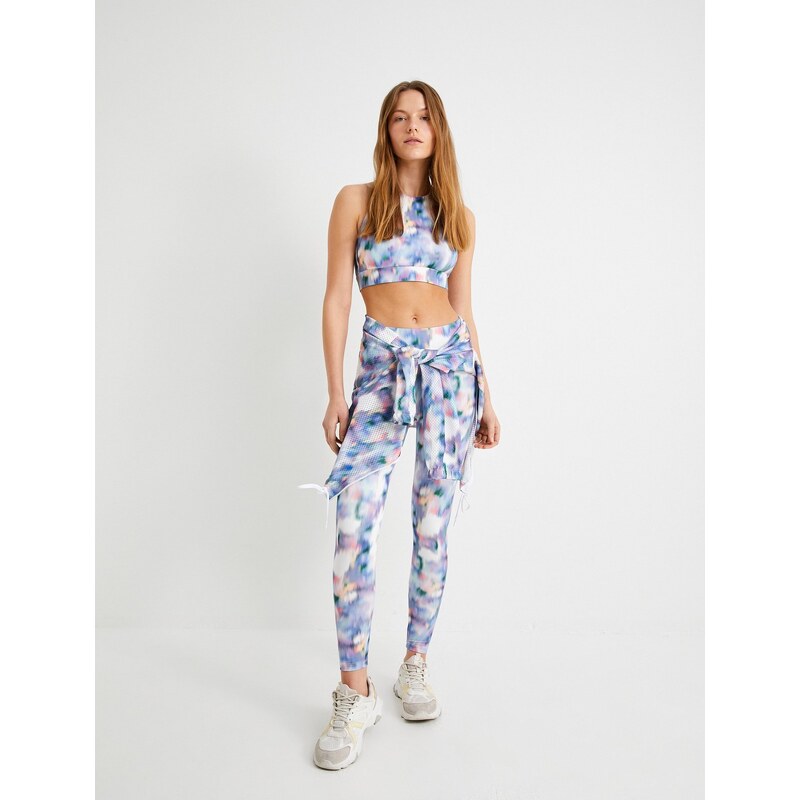 Koton Sports Bra Back Cross Strap Tie-Dye Patterned Slim Fit