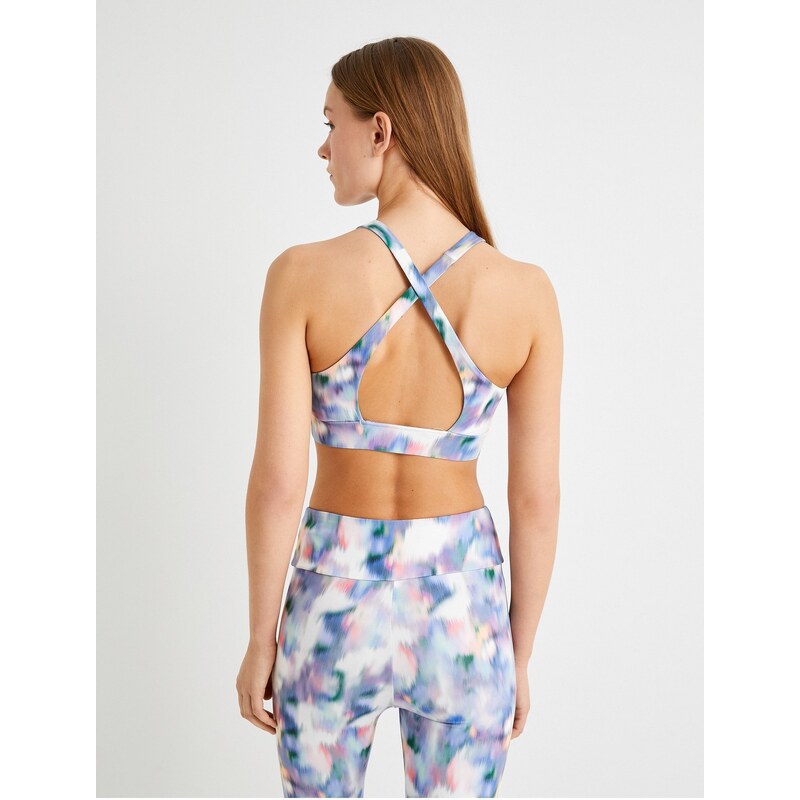 Koton Sports Bra Back Cross Strap Tie-Dye Patterned Slim Fit