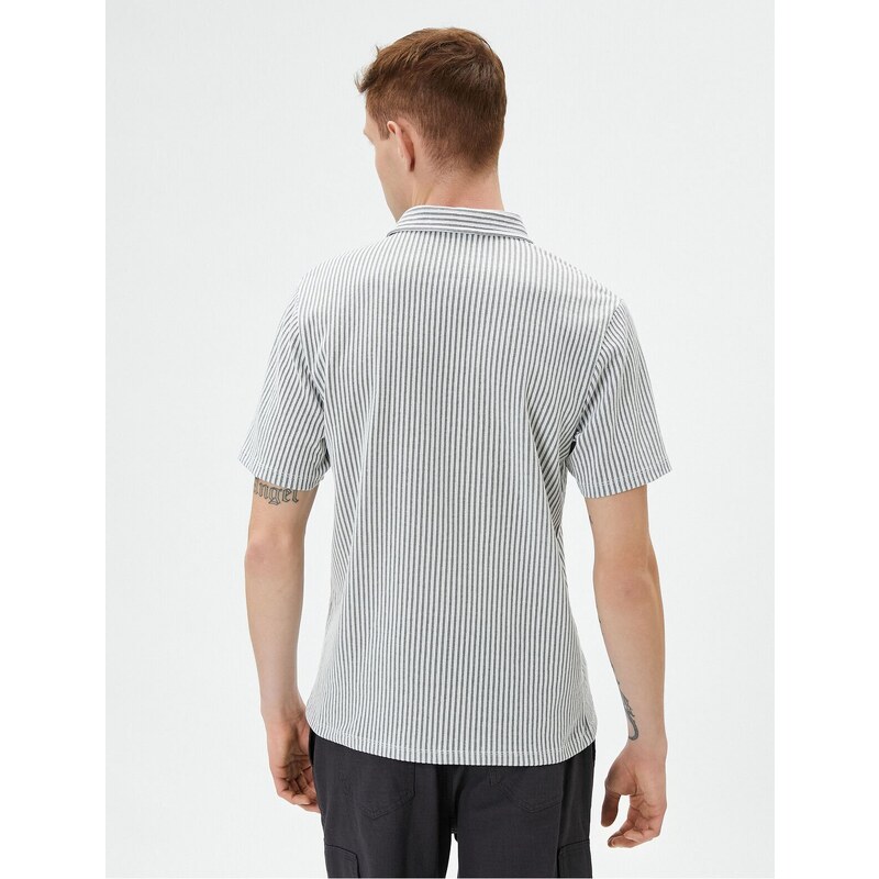 Koton Polo Neck T-Shirt Short Sleeve Button Detailed