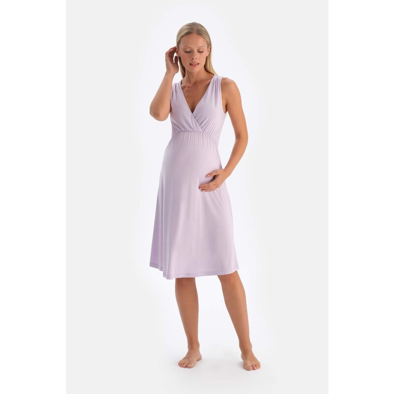 Dagi Lilac Viscose Maternity Nightgown