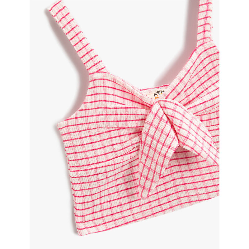 Koton Sweetheart Collar With Bow, Crop Athlete Plaid