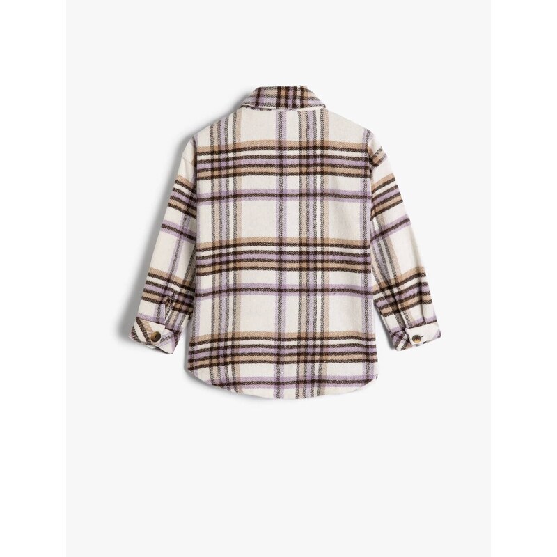 Koton 4wkg60018aw Girls' Shirt Beige Plaid