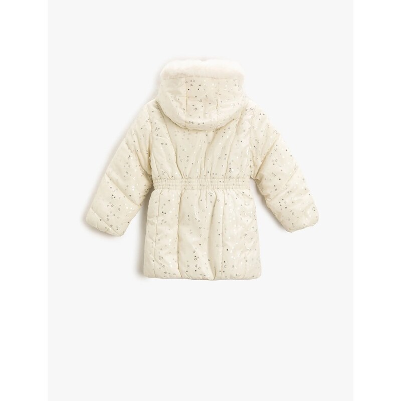 Koton Waterproof Faux Fur Detailed Hooded Long Puffy Coat.