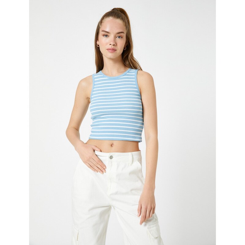 Koton Crop Corduroy Athlete Halterneck Piping Detailed