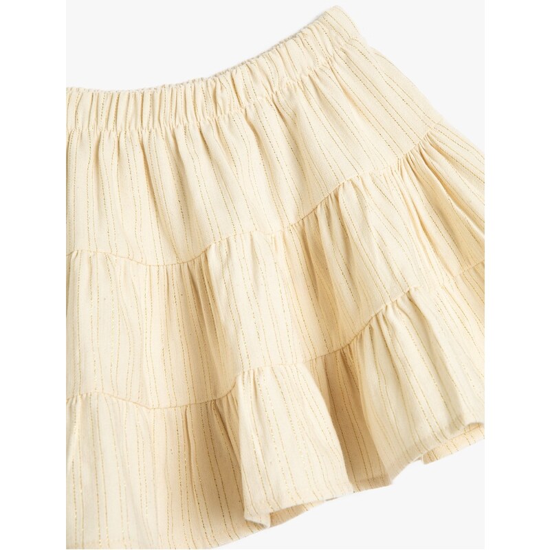Koton Voluminous Skirt with Layered Ruffles and Elastic Waist Cotton.