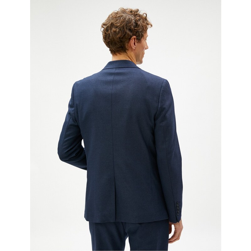 Koton Blazer Jacket with Buttons, Pockets, Stitching Detail, Slim Fit