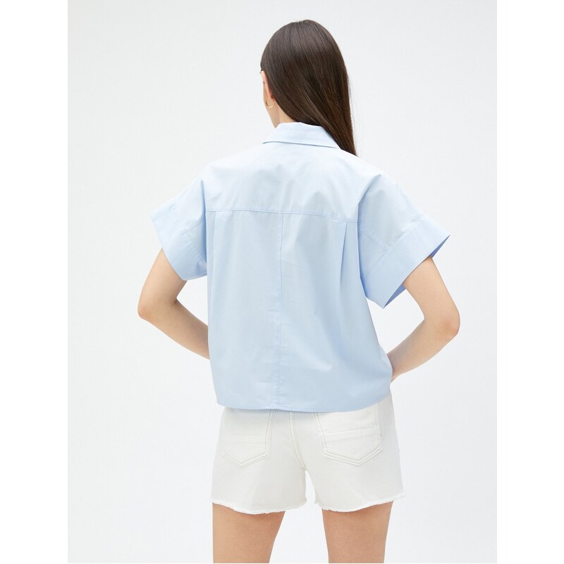 Koton Crop Poplin Shirt Short Sleeve Cotton